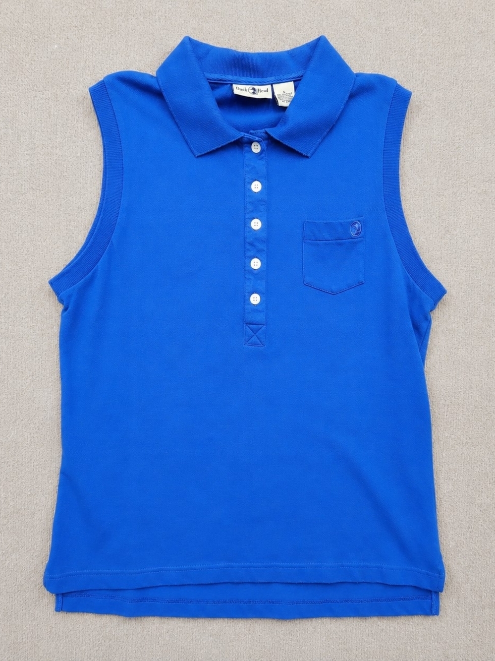 Vintage Duck Head Royal Blue Sleeveless Polo Shirt Cotton Size S